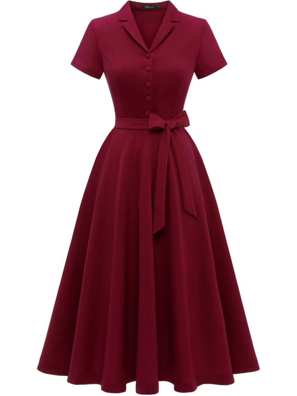 Wedtrend Women's Short Sleeve Cocktail Party Dress Work Church Dress -Burgundy